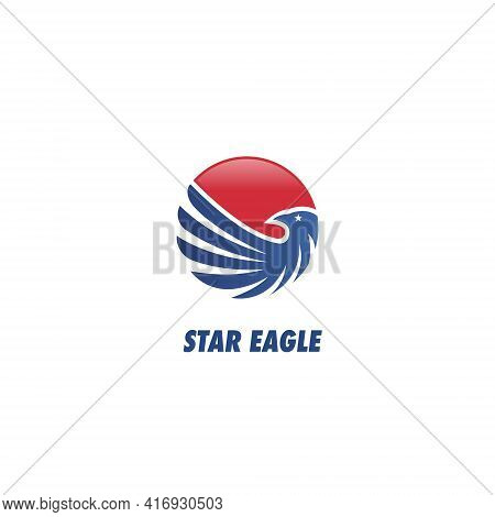 Star Eagle Logo Design Template Flat Style Vector