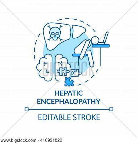 Hepatic Encephalopathy Concept Icon. Liver Failure Outcome Idea Thin Line Illustration. Decline In B