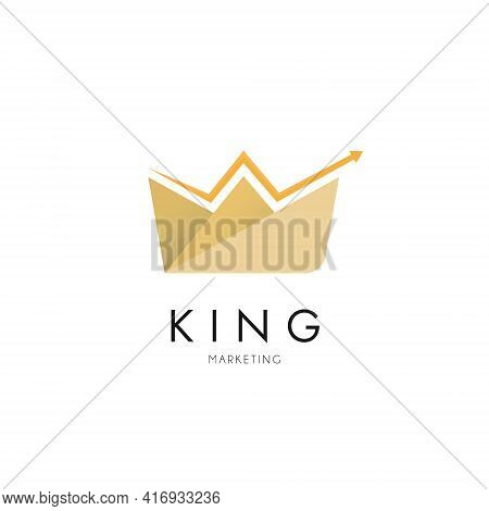 Marketing Financial Advisor Crowned King Logo Symbol Template Flat Style Design Vector