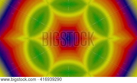 Bright Geometric Ornament Of Floral 3d Render Drawing. Meditative Mandala With Spider Mesh And Spraw