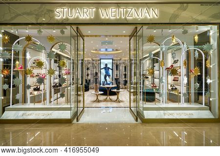 KUALA LUMPUR, MALAYSIA - CIRCA JANUARY, 2020: Stuart Weitzman store?front at Suria KLCC shopping mall in Kuala Lumpur.