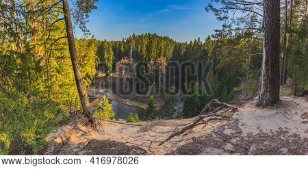 Ula River Bend With Cliffs And Forests In The Evening Light