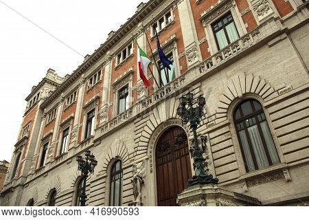 Roma, Italy - October 04, 2017: Italian Parliament Building, Piazza Del Parlamento, Montecitorio, Ro