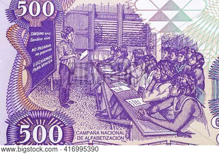 Education - Combating Illiteracy From Nicaragua Money