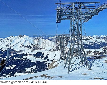 The Mountain Cable Car Col Du Pillon - Cabane - Scex Rouge (glacier 3000 Cableway) Or Aerial Ropeway