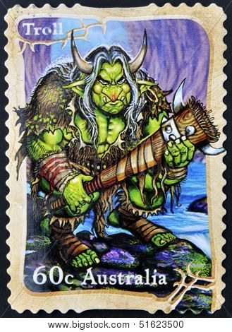 A stamp printed in Australia shows Troll