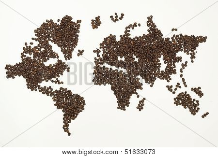 World Map Made From Coffee Bean