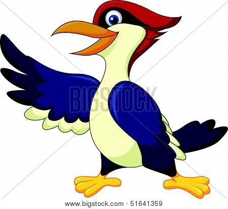 Cute woodpecker presenting