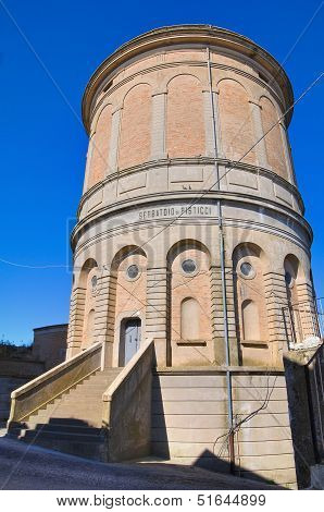 Aqueduct tower. Pisticci. Basilicata. Italy.
