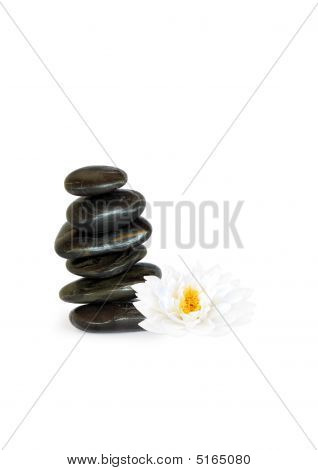 Spa taşlar ve Lotus zambak çiçeği