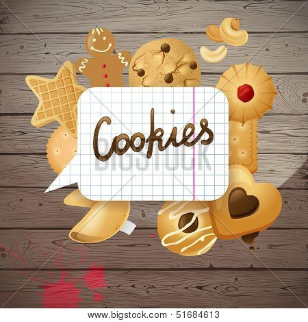 Bright creative background with cookies
