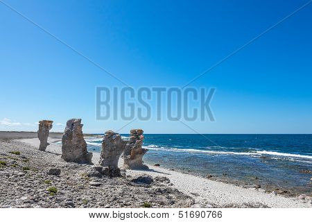 Cliff Formations At The Rocky Coast Of Gotland, Sweden