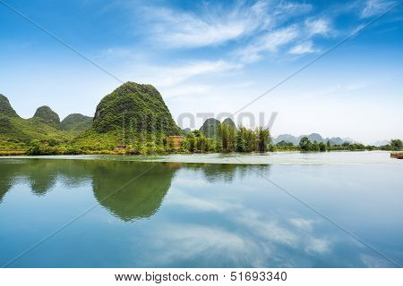 Beautiful Pastoral Landscape In Yangshuo