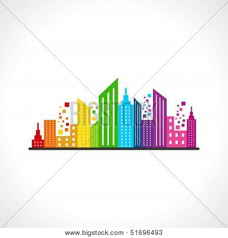 Illustration of abstract colorful building design