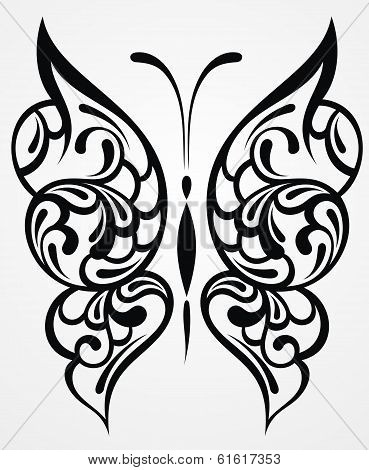 Black butterfly on a white background