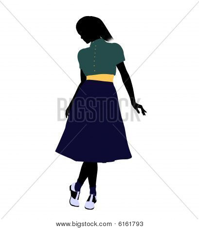 50 대 여성 댄서 그림 실루엣