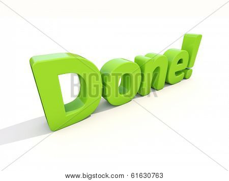 Word done icon on a white background. 3D illustration.