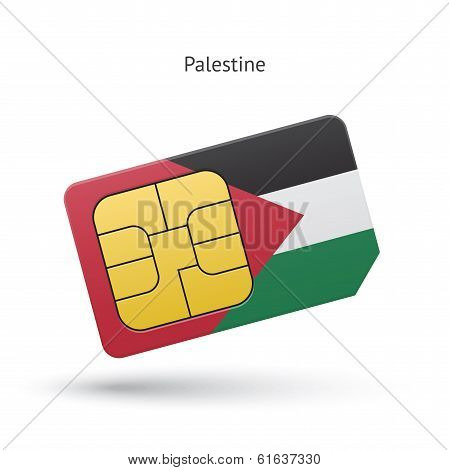 Palestine mobile phone sim card with flag.