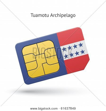 Tuamotu Archipelago phone sim card with flag.