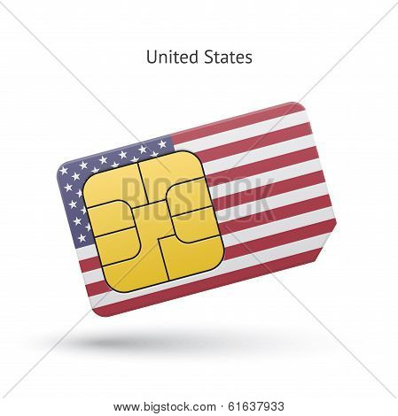 United States mobile phone sim card with flag.