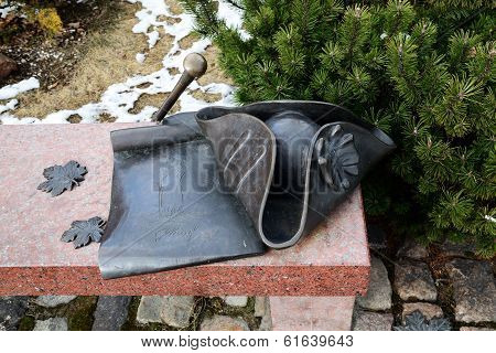 KALININGRAD, RUSSIA - March 24, 2013: Bench Kant. Kaliningrad (Koenigsberg Before 1946), Russia