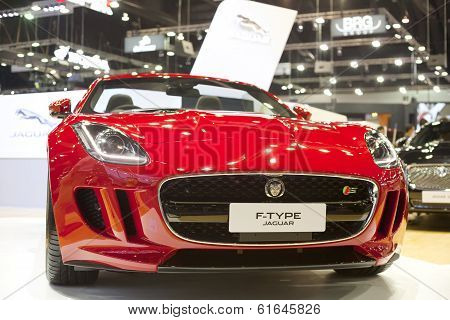 NONTHABURI - DECEMBER 6 : Jaguar F-Type sportcar on display at The 30th 
Thailand International Motor Expo on December 6 2013 in Nonthaburi Thailand.