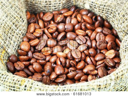 Black coffee, a cup of beans