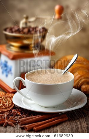 Black coffee, a cup of beans