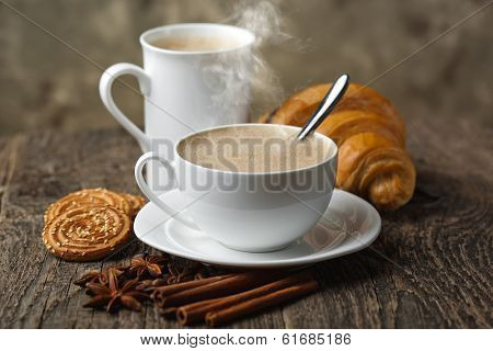 Black coffee, a cup of beans