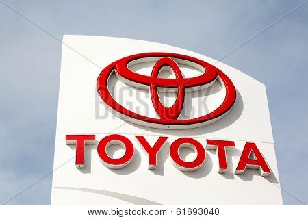 Toyota Emblem Outside A Car Dealership