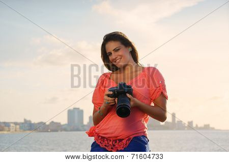 Woman Photographer Camera Tourist Picture Photo