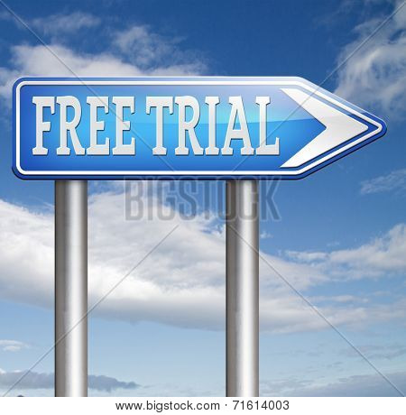 free trial product test sample road sign arrow. Try it for free and test the products