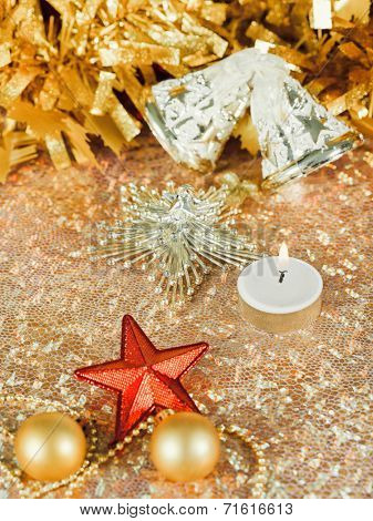 Christmas decorations on abstract background
