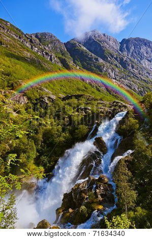 Waterfall Near Briksdal Glacier - Norway
