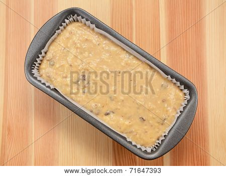 Raw Banana Loaf Batter In A Lined Tin
