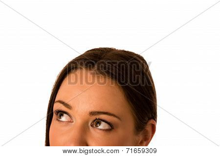 Preety Asian Caucasian Business Woamn Looking Confident Into Copyspace