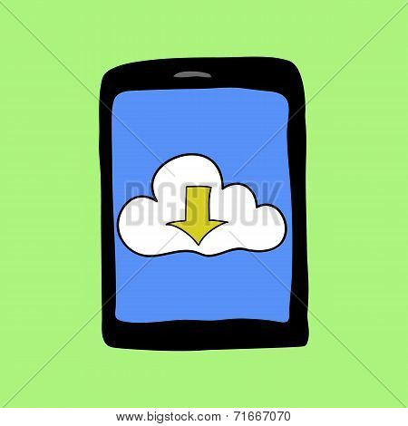 Doodle style tablet with cloud