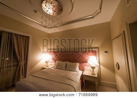 GABALA - MAY 18: Room in Riverside Hotel on May 18, 2014 in Gabala, Azerbaijan. Riverside hotel is first 5 star hotel in Gabala, Azerbaijan