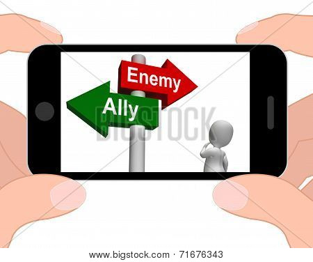 Allied Enemy Signpost Displays Friend Or Foe