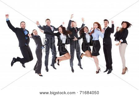 Large Group Of Excited Business People