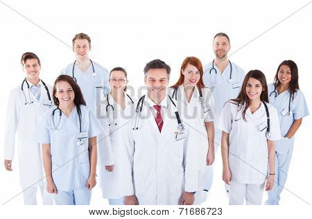 Large Diverse Group Of Medical Staff In Uniform