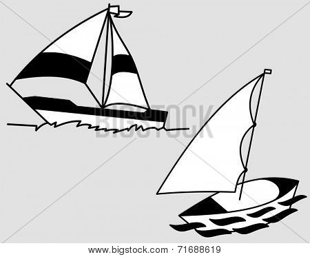Illustration art of a sailing boat logo with isolated background.