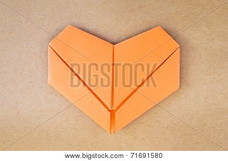 Paper Orange Heart, Love Card, Love Postcard