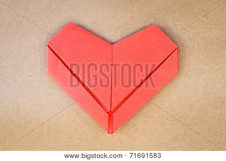 Valentines Day Postcard, Paper Red Heart, Love Card