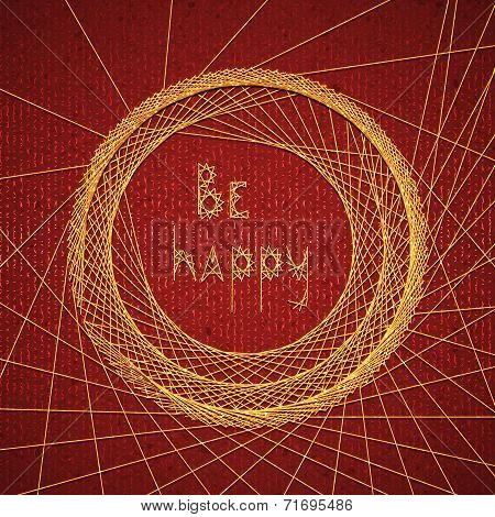 Vector abstract background with embroidery on cardboard