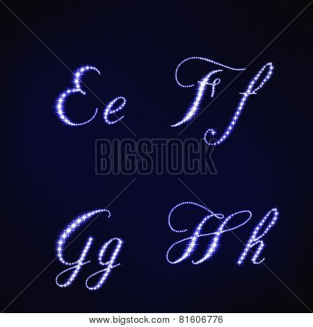 illustration of blue stars style of letters EFGH