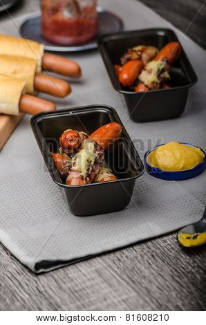 Fried Sausage In A Robe Of Bacon And Cheese