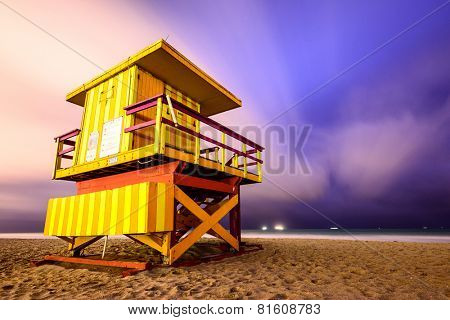 Lifegaurd tower on Miami Beach.