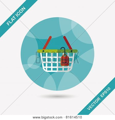 Shopping Basket Flat Icon With Long Shadow,eps10
