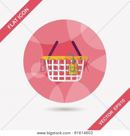 Shopping Basket Flat Icon With Long Shadow,eps10